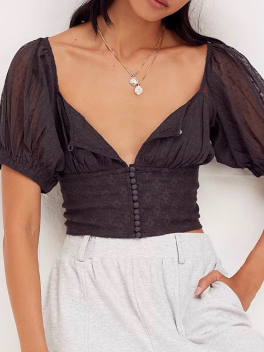 Free People Heartstrings Mesh Crop Top